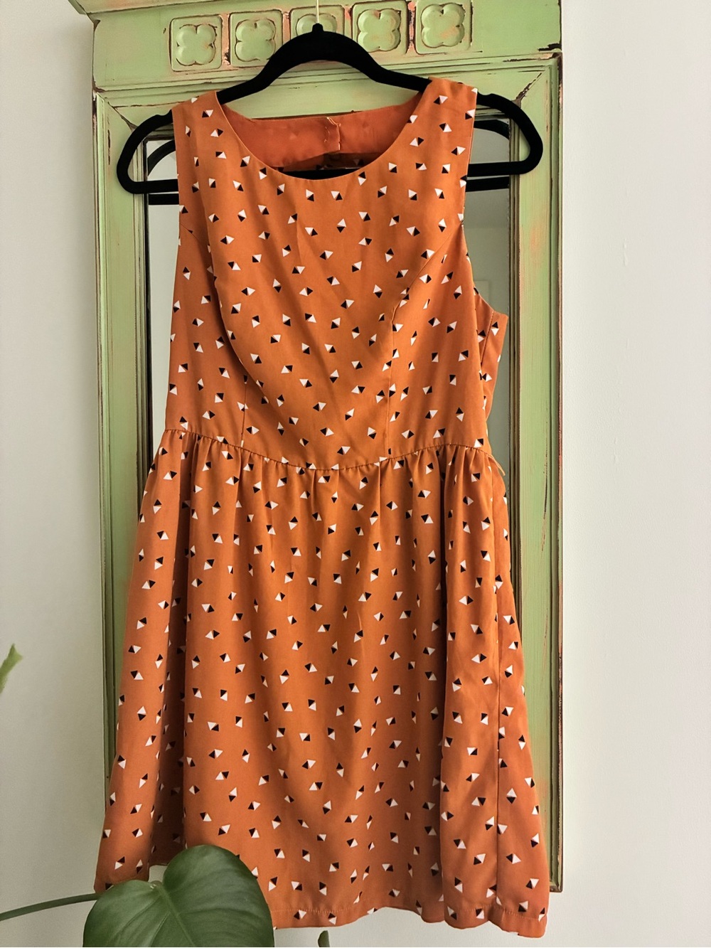 Sleeveless A-Line Dress with Geo Print